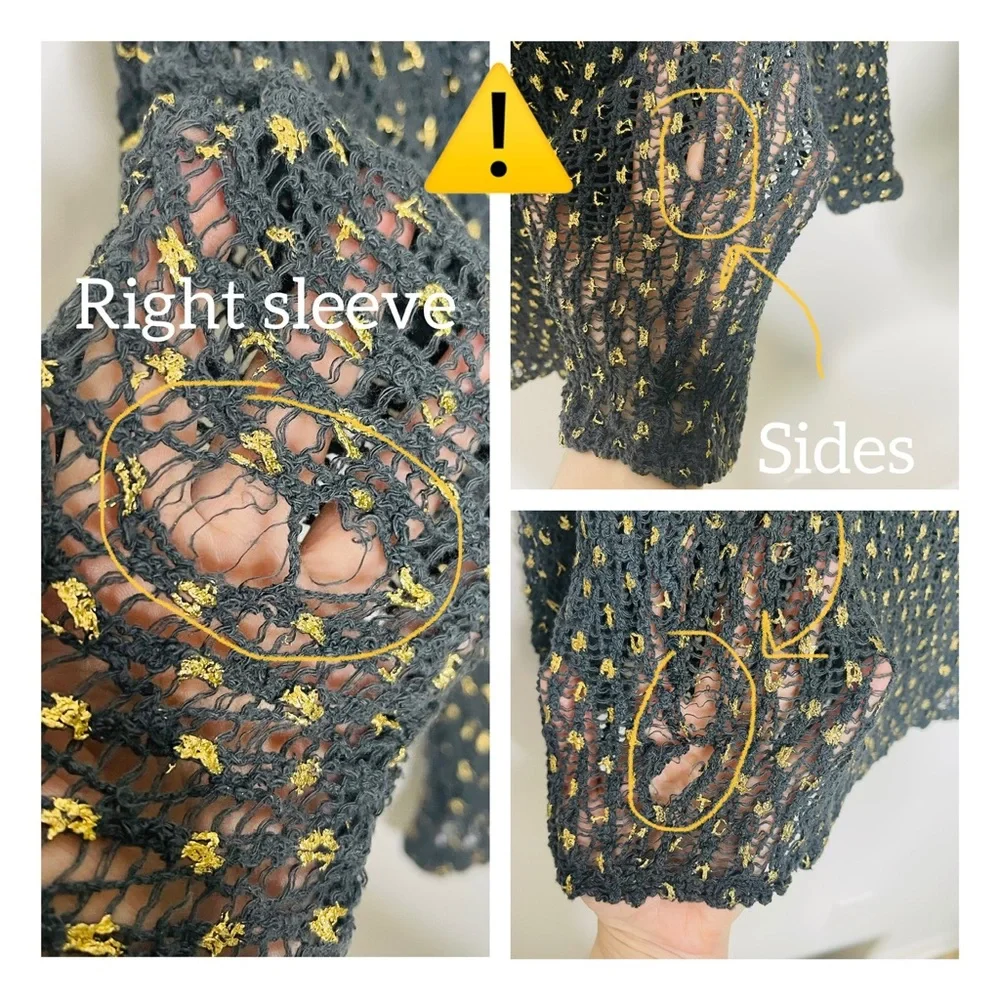 ZARA Trafaluc Collection - Crochet Gold Dots Top M